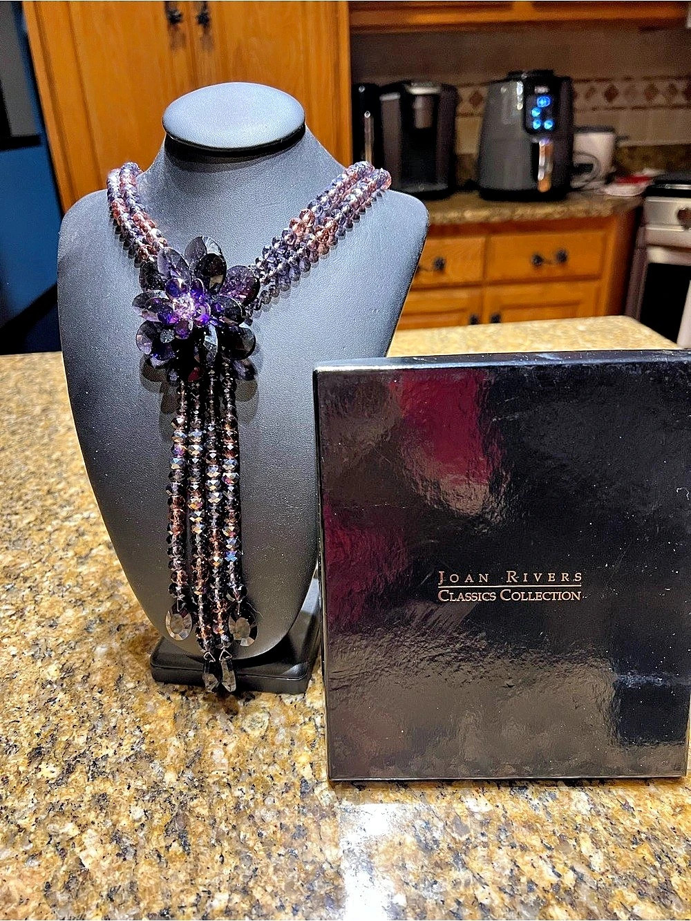 Joan Rivers  Classic Collection Beaded Floral Pendant Necklace in Purple & Brown